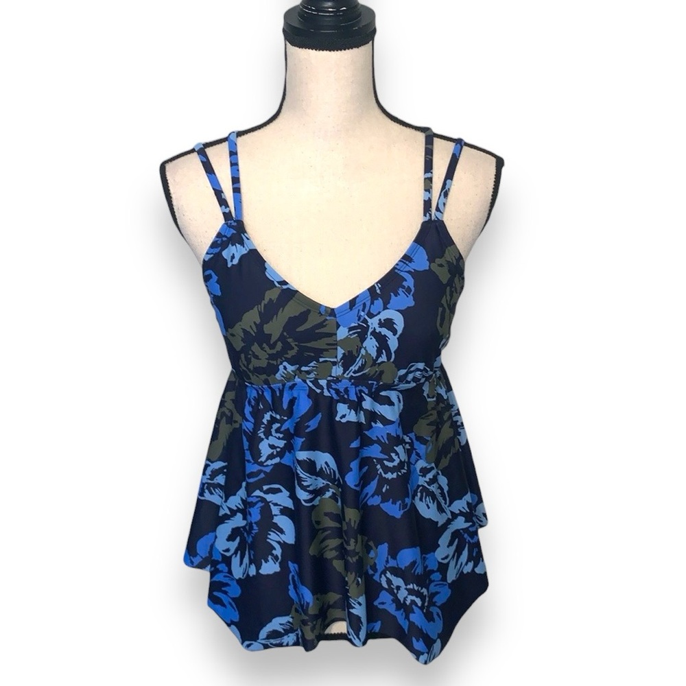 Kona Sol Blue Green Tankini Top Size Medium